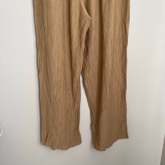 Madewell Khaki Crinkled Crepe Straight-Leg Crop Pants (M) - Picture 8 of 13